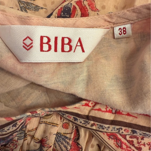BIBA Women Beige Floral Printed A-line Cotton Kurta Top Tunic Size 38 - Picture 9 of 12